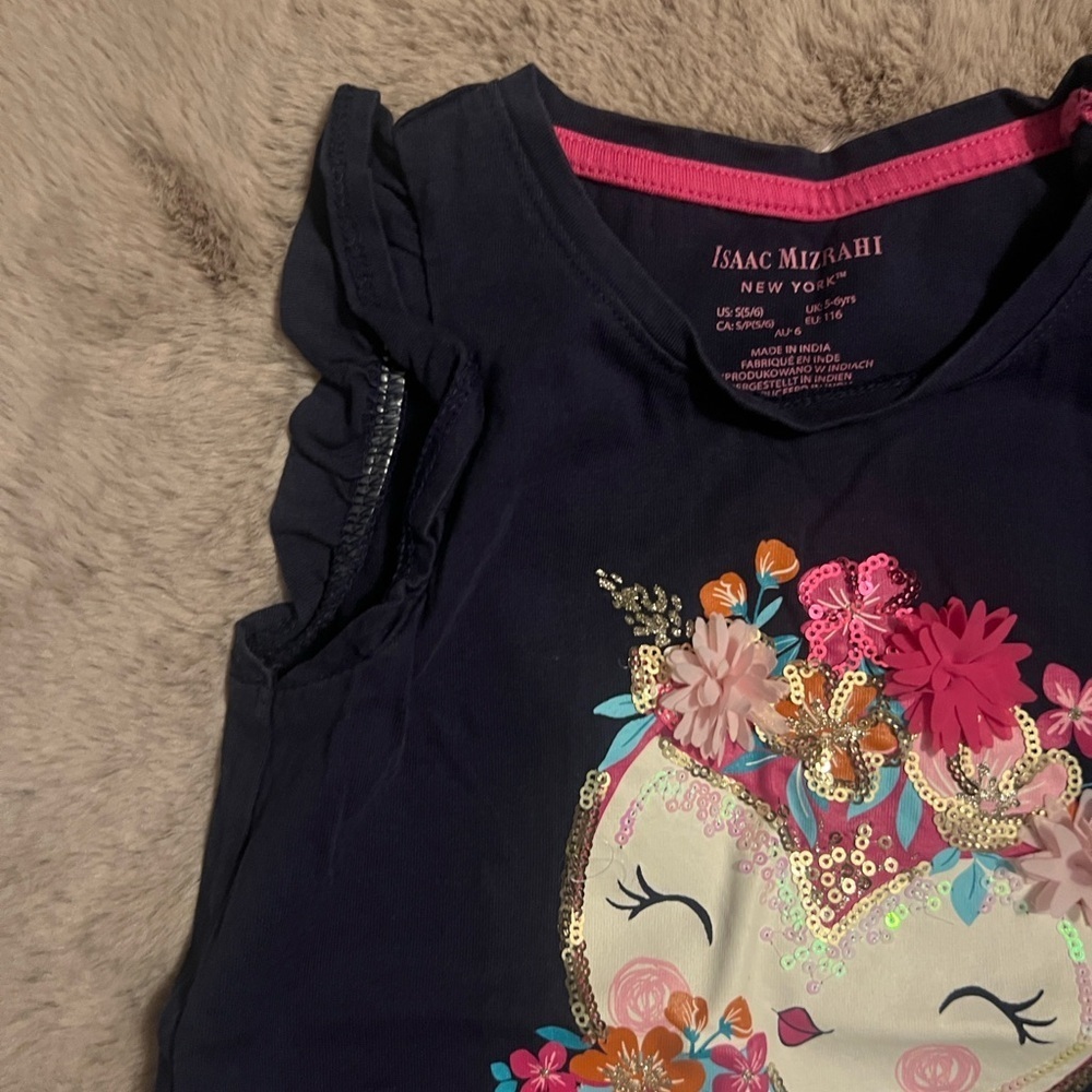 Isaac Mizrahi Kids Navy Floral Animal Tank Top - Picture 6 of 9